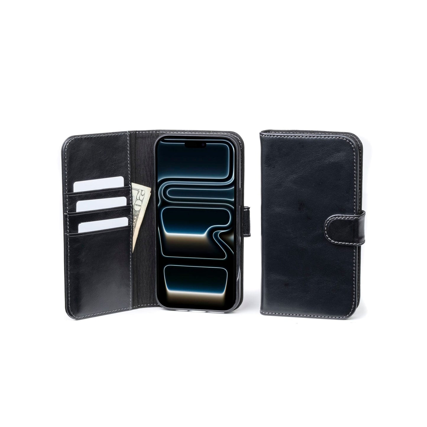 Burton Goods iPhone Case Onyx Black Modern Pocket Book Wallet Case For iPhone 17 Pro Max