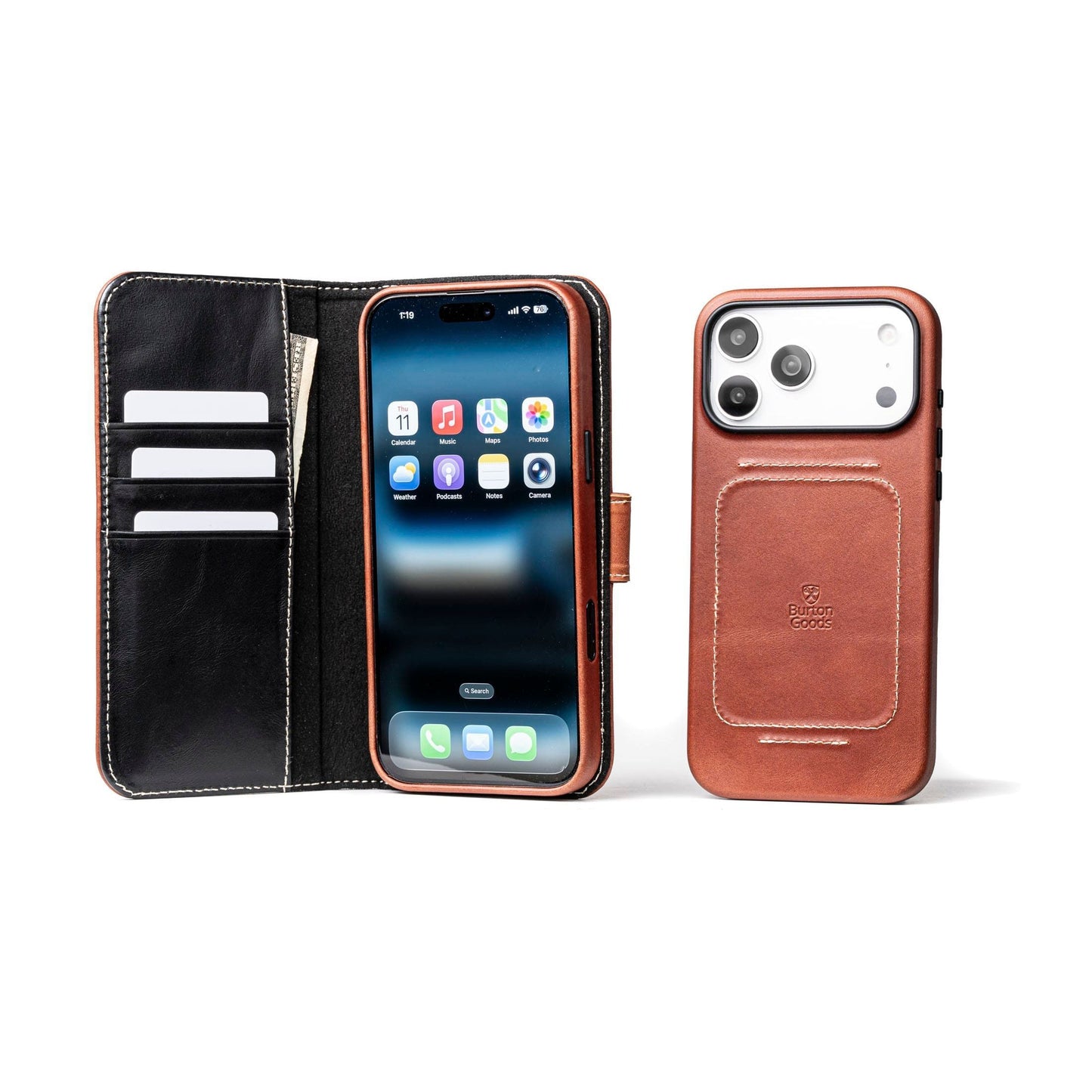 Burton Goods LLC® iPhone Case Deep Amber / Mahogany Luxury Pocket Book For iPhone 17 Pro Max