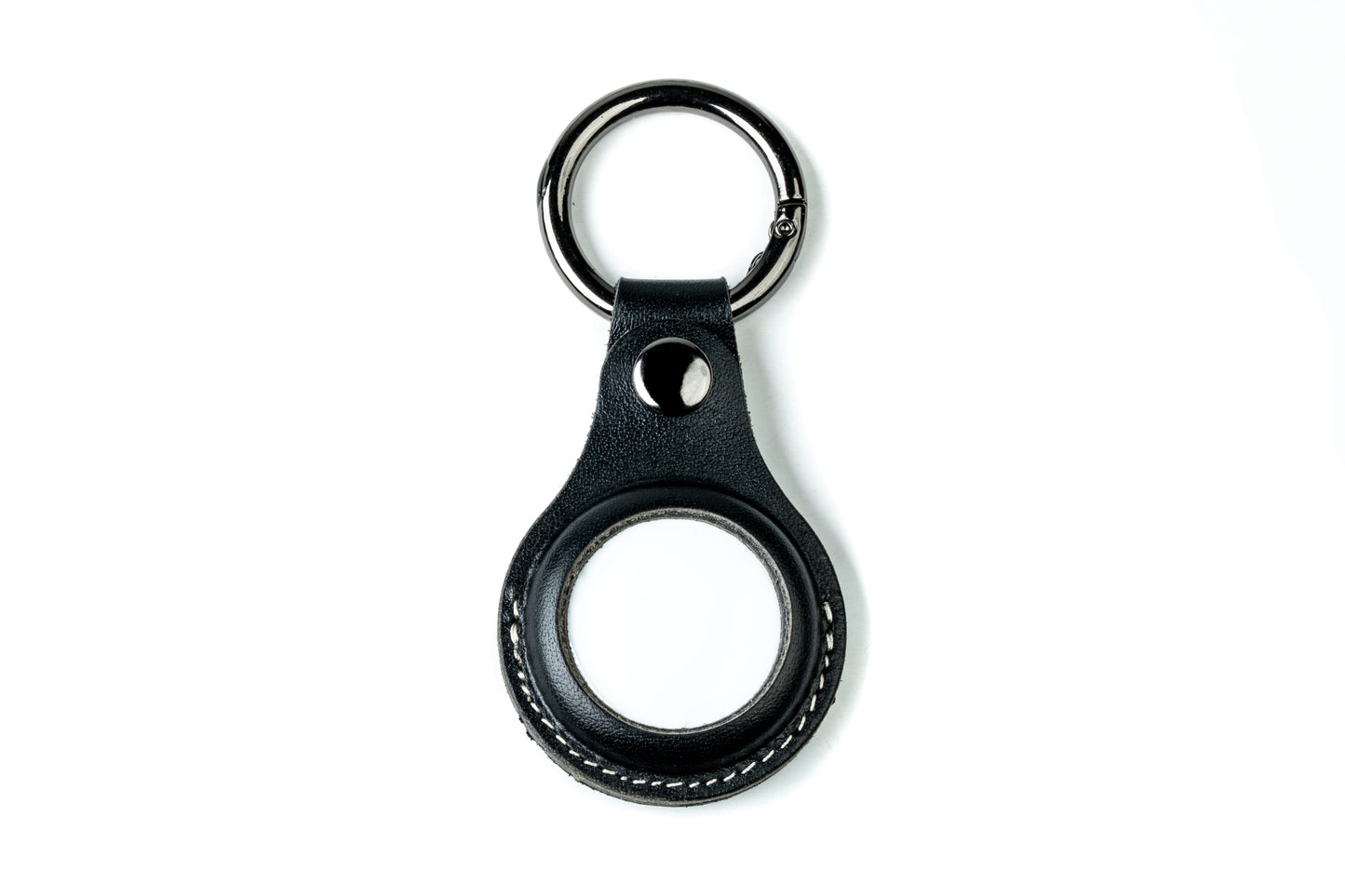 Burton Goods LLC® Onyx Black / Single Leather Airtag Keychain