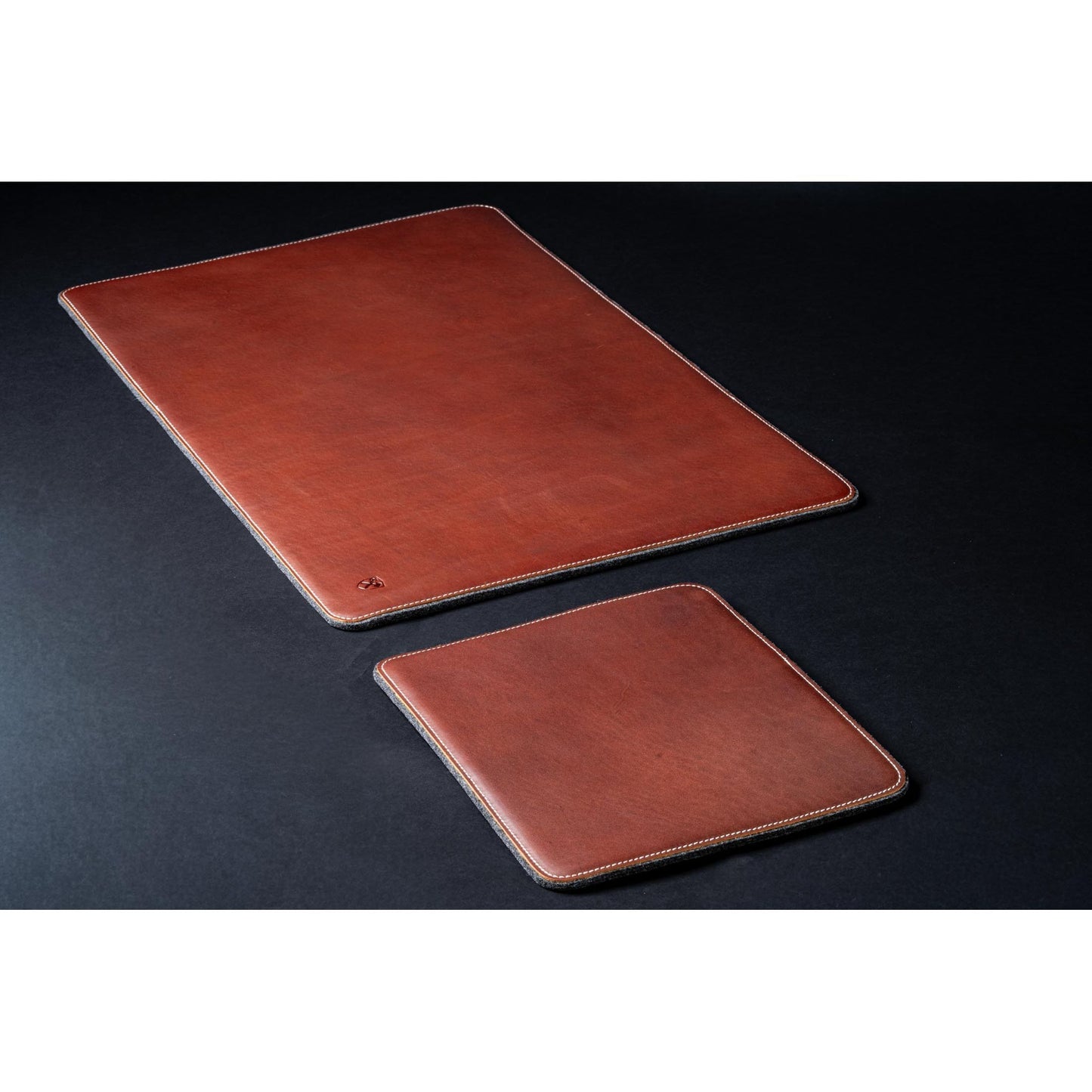Burton Goods LLC® Leather Accessories Light Mahogany Leather And Woolen Desk Pad