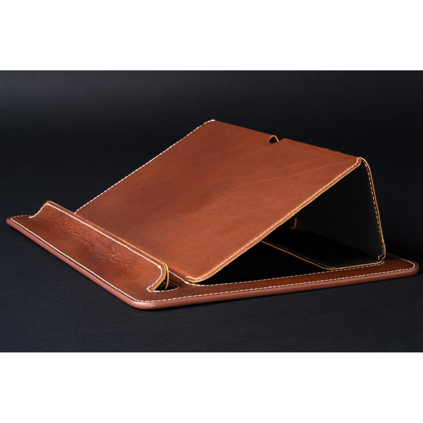 Burton Goods LLC® Leather Accessories Light Mahogany Travel And Desk Leather Laptop Stand