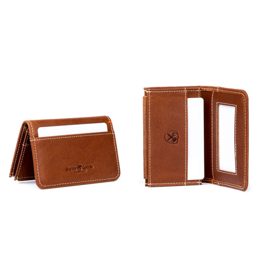 Burton Goods LLC® Leather Accessories Light Mahogany Ultra Compact Bi-Fold Leather Wallet