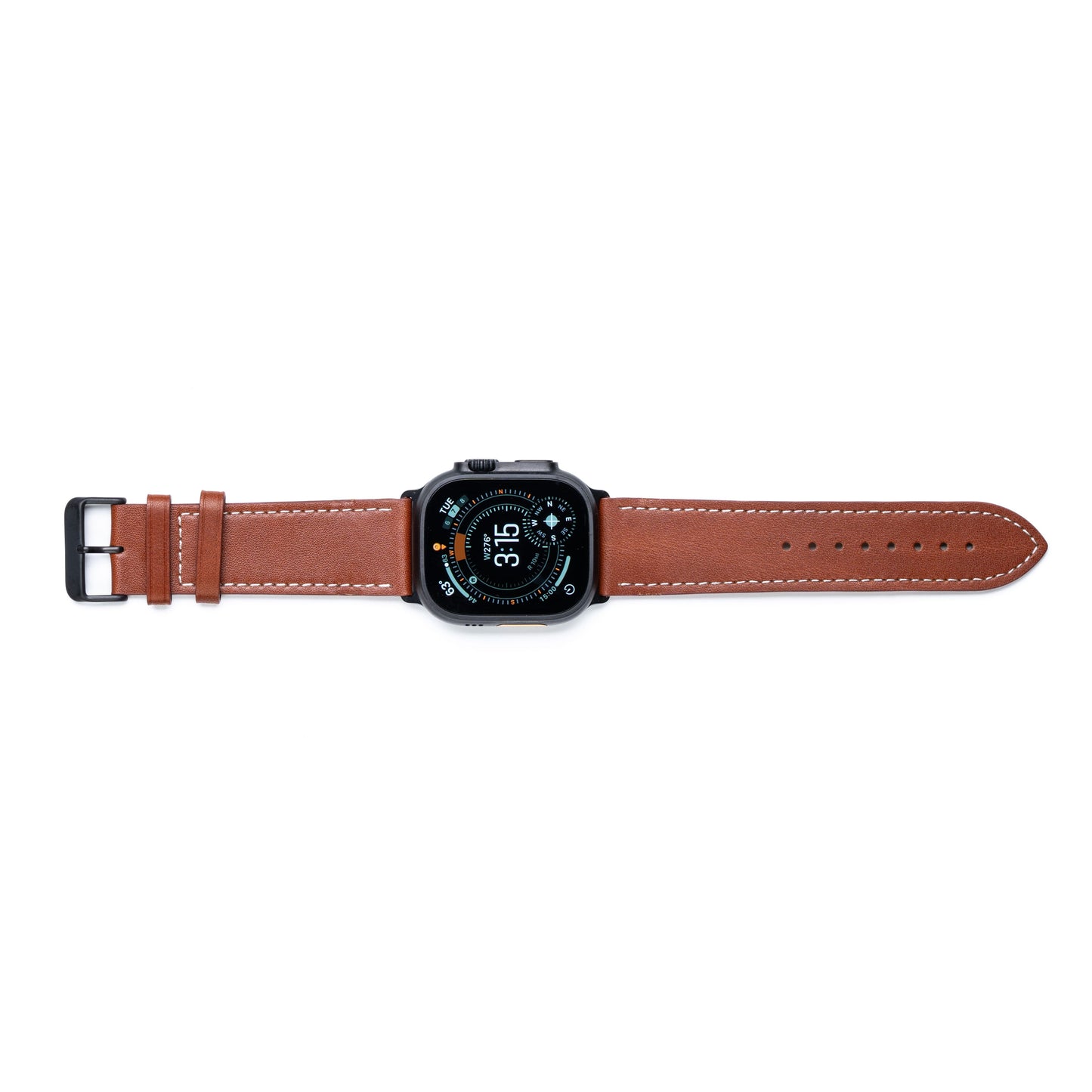 Burton Goods Watch Band Deep Amber / Onyx Black Classic Leather Strap