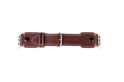 Burton Goods Apple Watch Band Mahogany / Titanium The Pilot Leather Strap For Apple Watch and Watch Ultra