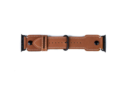 Burton Goods Apple Watch Band Bourbon / Black The Pilot Leather Strap For Apple Watch and Watch Ultra