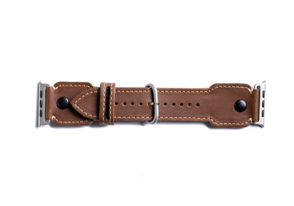 Burton Goods Apple Watch Band Bourbon / Titanium The Pilot Leather Strap For Apple Watch and Watch Ultra