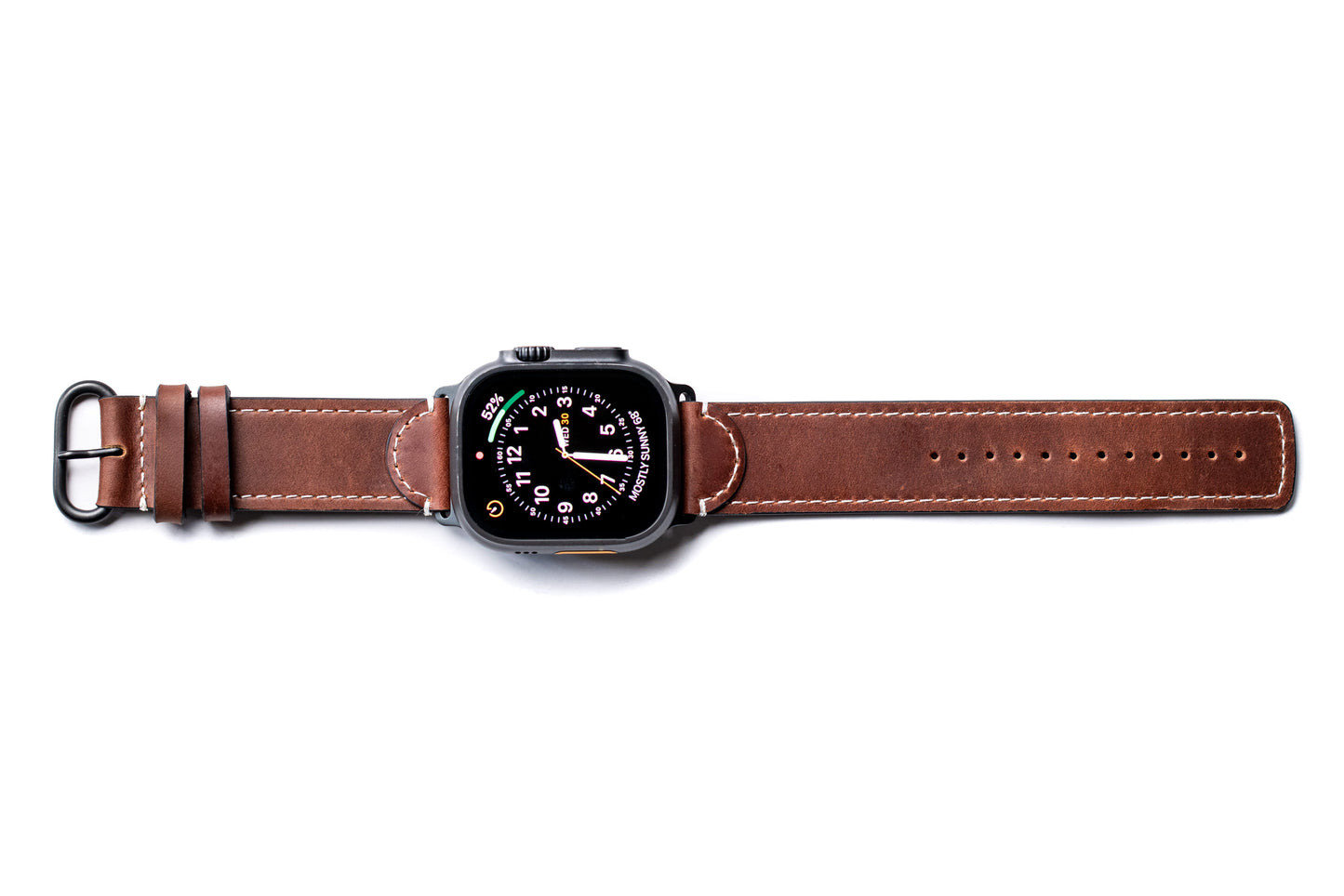 Burton Goods Apple Watch Band Mahogany / Black Steel Ultra Leather Band For Apple Watch