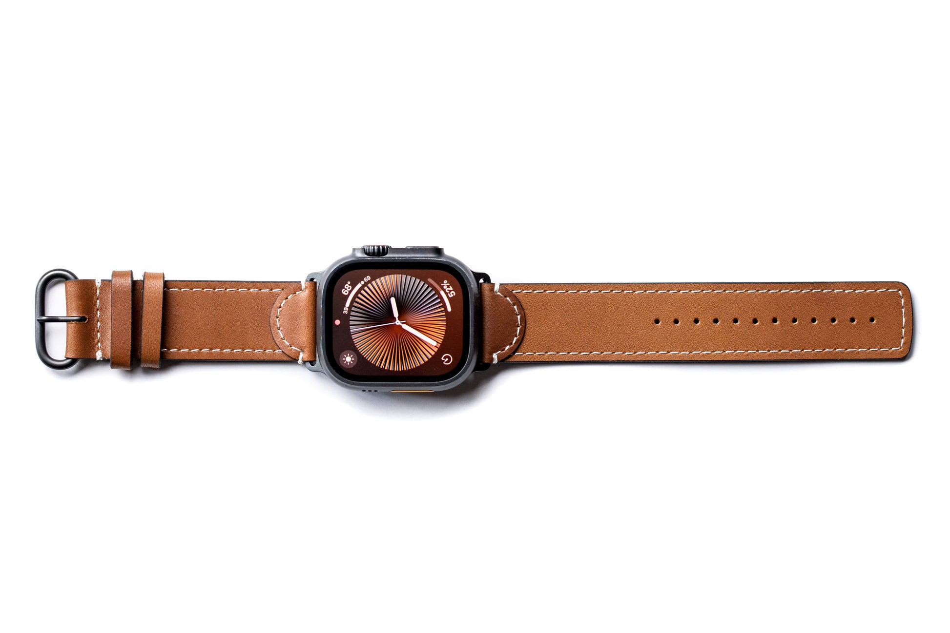 Burton Goods Apple Watch Band Bourbon / Black Stainless Steel Ultra Leather Band For Apple Watch
