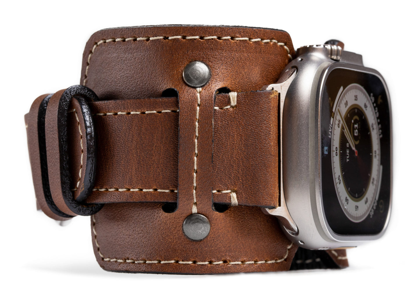 Burton Goods Apple Watch Band Bourbon / Titanium Vintage Leather Cuff For Apple Watch