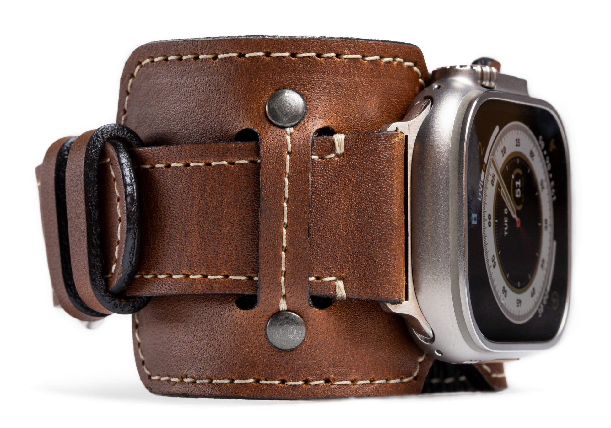 Burton Goods Apple Watch Band Bourbon / Titanium Vintage Leather Cuff For Apple Watch