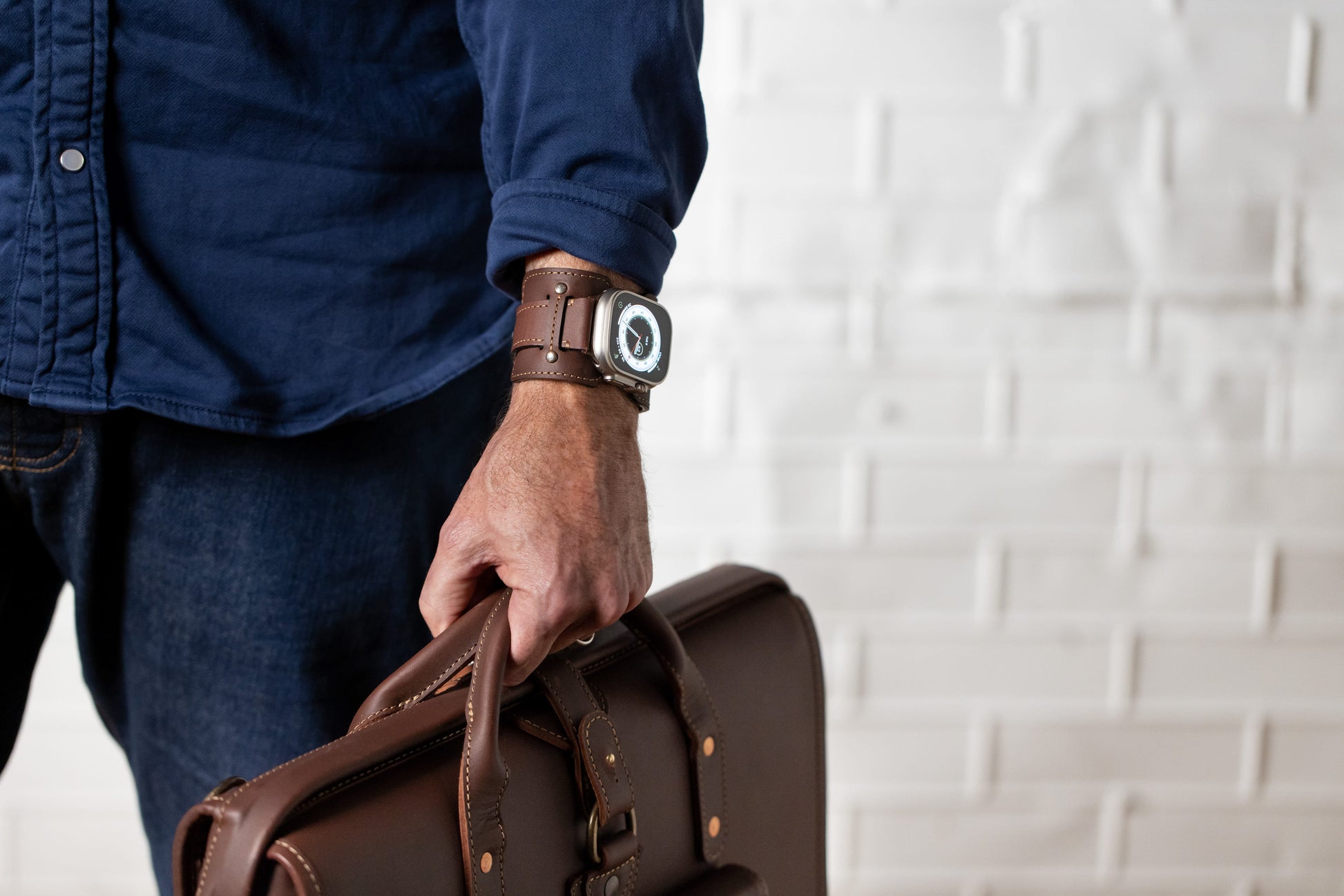 Burton Goods Apple Watch Band Vintage Leather Cuff For Apple Watch