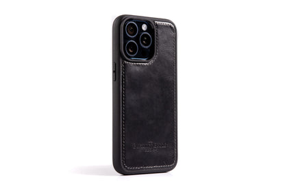 Burton Goods iPhone Case Onyx Black Leather Case For iPhone 15 Pro