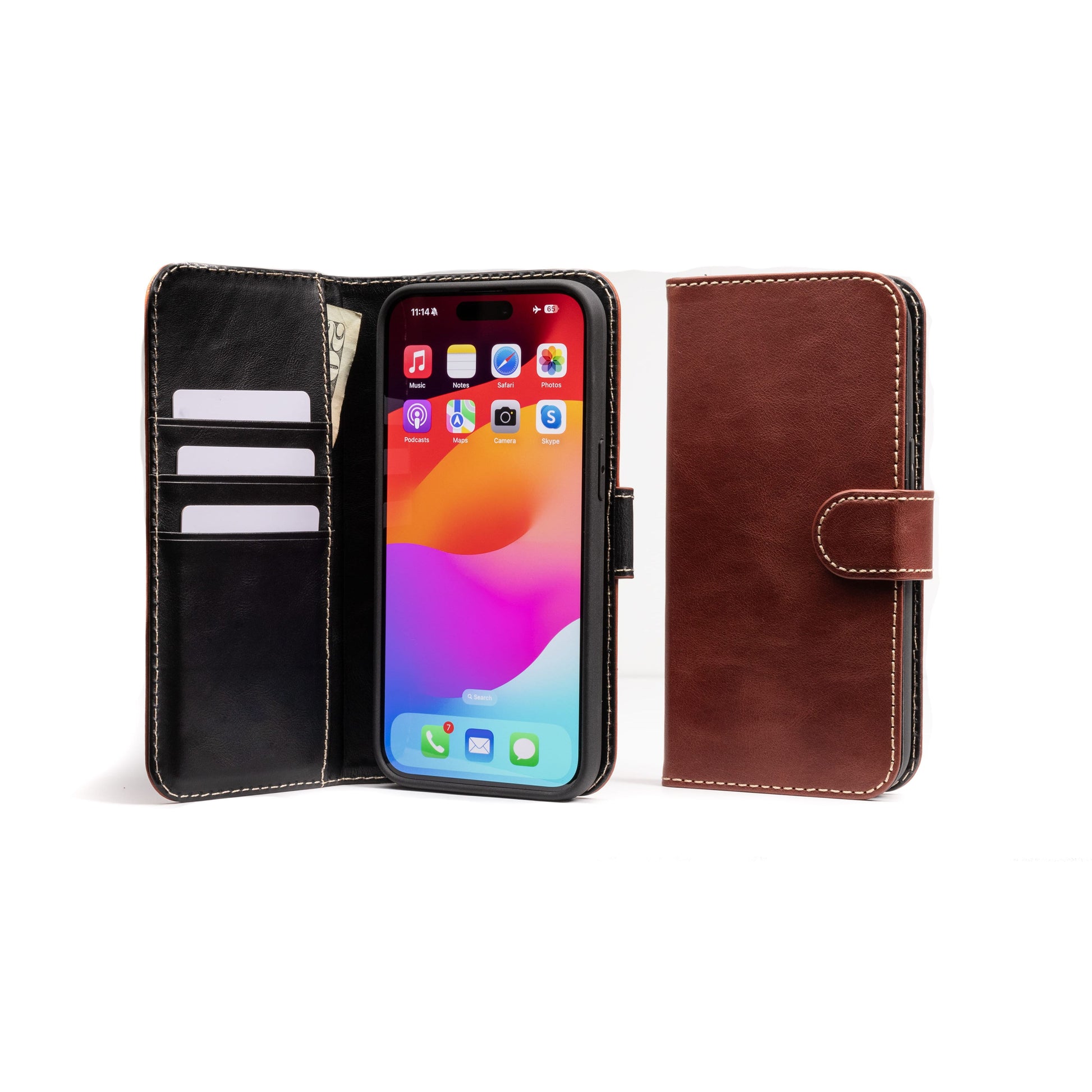 Burton Goods iPhone Case Mahogany Modern Pocket Book Wallet Case For iPhone 15 Pro Max