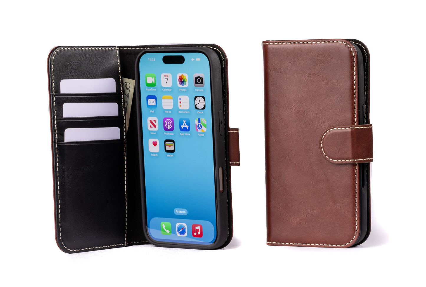 Burton Goods iPhone Case Mahogany Modern Pocket Book Wallet Case For iPhone 16 Pro