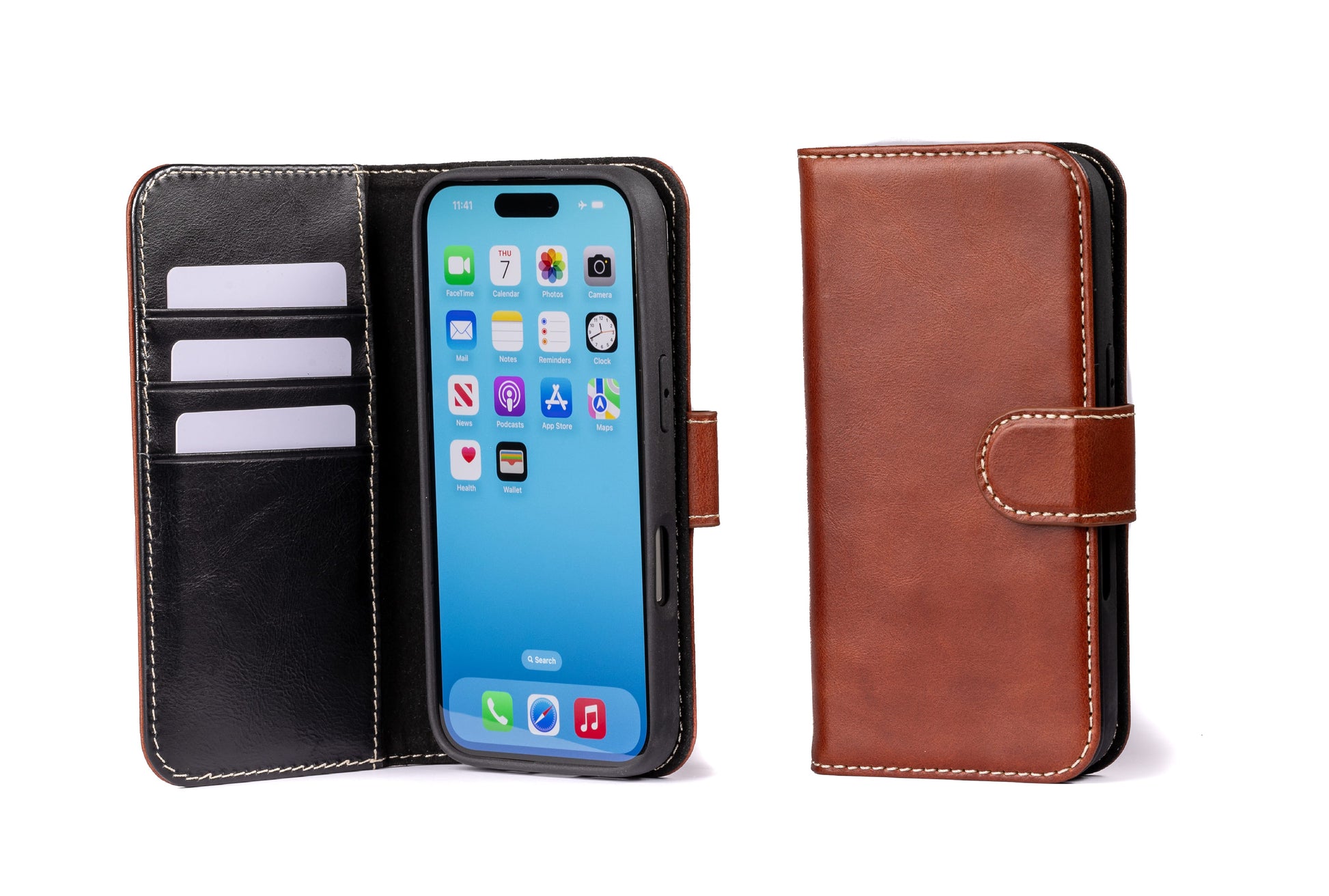 Burton Goods iPhone Case Deep Amber Modern Pocket Book Wallet Case For iPhone 16 Pro