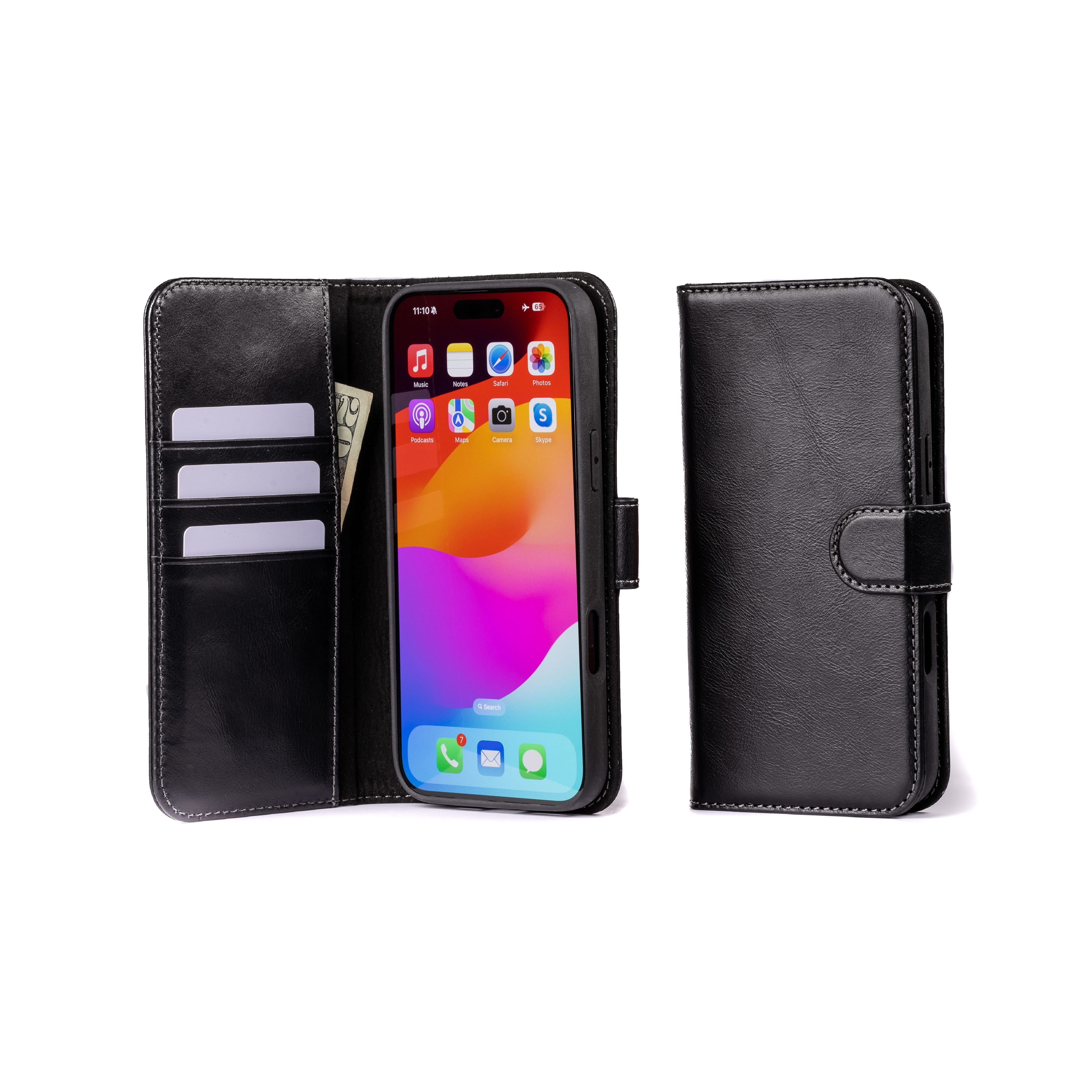 Modern Wallet iPhone 16 Pro Max case in full-grain leather