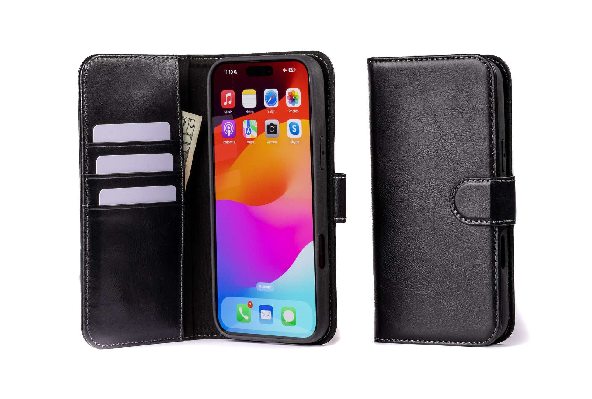 Burton Goods iPhone Case Onyx Black Modern Pocket Book Wallet Case For iPhone 16 Pro Max