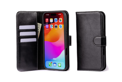 Burton Goods iPhone Case Onyx Black Modern Pocket Book Wallet Case For iPhone 16 Pro Max