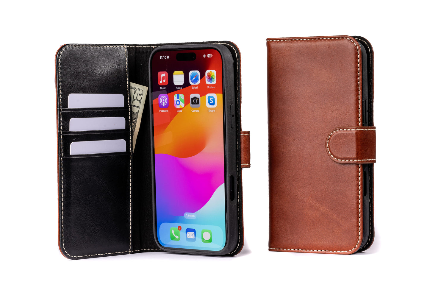 Burton Goods iPhone Case Deep Amber Modern Pocket Book Wallet Case For iPhone 16 Pro Max