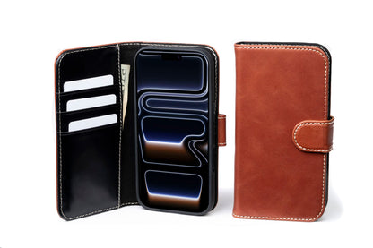 Burton Goods iPhone Case Deep Amber Modern Pocket Book Wallet Case For iPhone 17 Pro