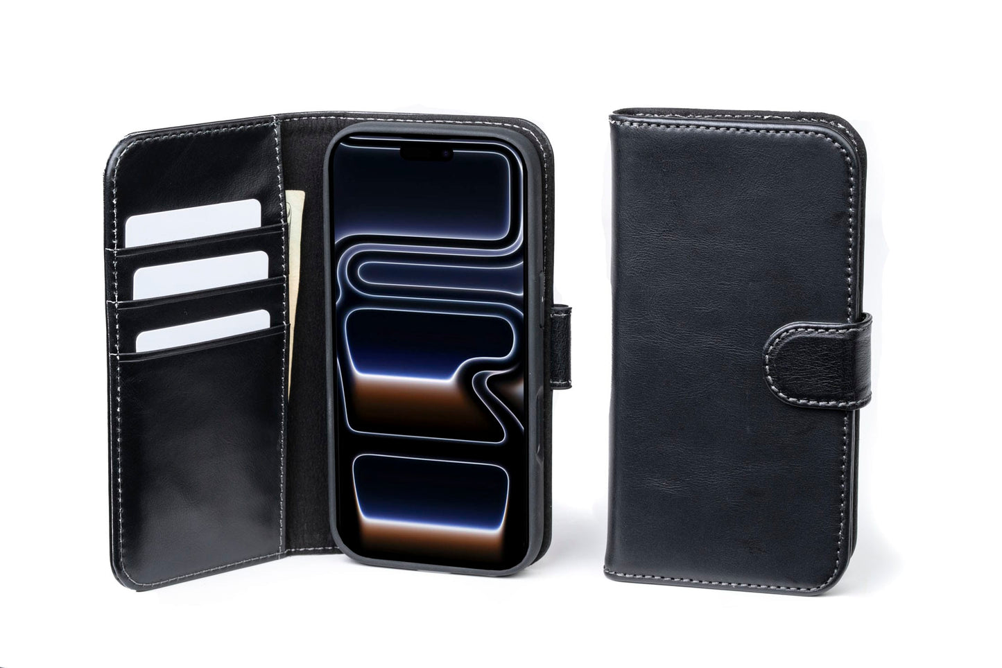 Burton Goods iPhone Case Onyx Black Modern Pocket Book Wallet Case For iPhone 17 Pro