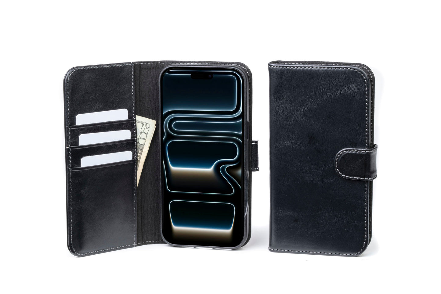 Burton Goods iPhone Case Onyx Black Modern Pocket Book Wallet Case For iPhone 17 Pro Max