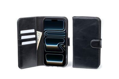Burton Goods iPhone Case Onyx Black Modern Pocket Book Wallet Case For iPhone 17 Pro Max