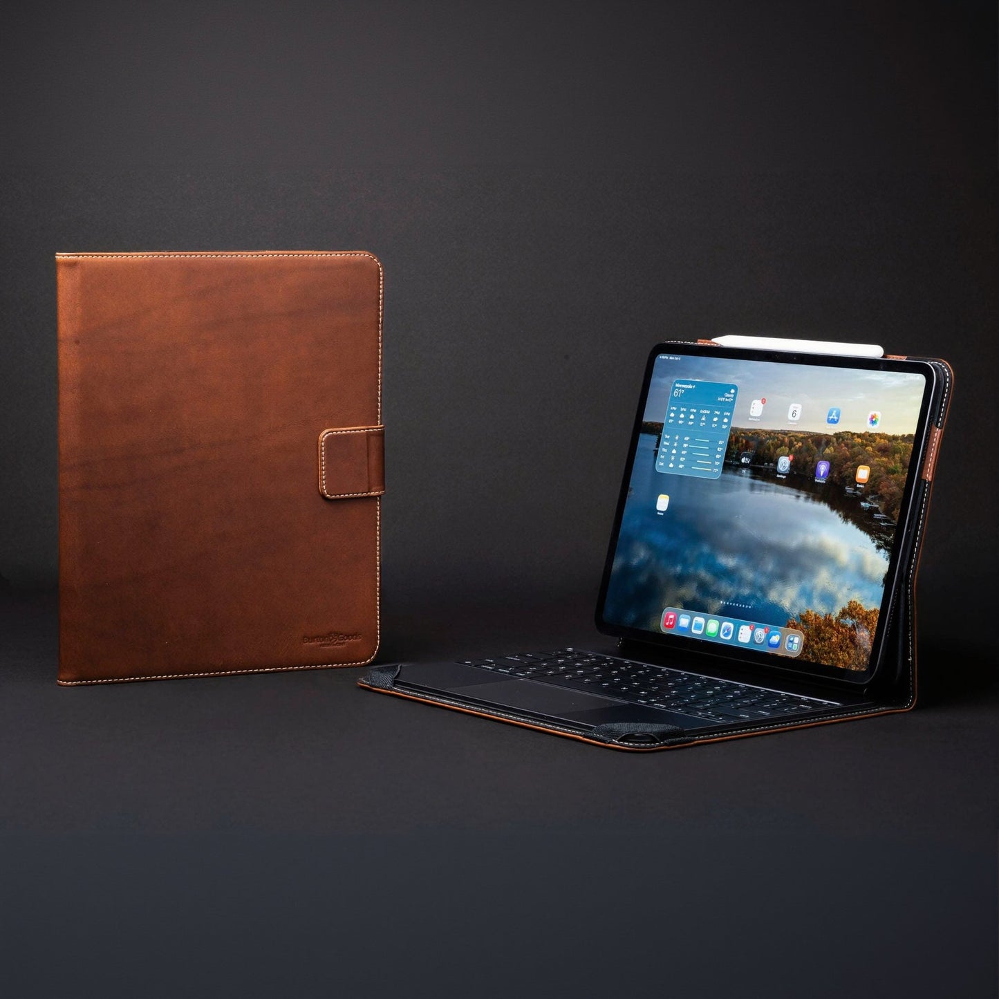 Burton Goods LLC iPad Case Light Mahogany Limited Edition: Magic Keyboard Leather Case iPad Air 13