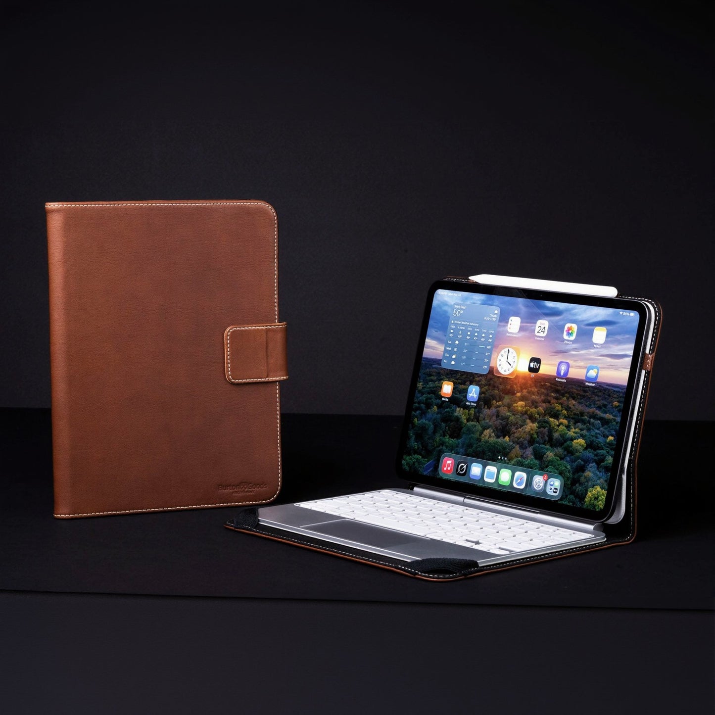 Burton Goods LLC iPad Case Light Mahogany Limited Edition: Magic Keyboard Leather Case M5/M4 iPad Pro 11"