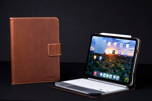 Burton Goods LLC iPad Case Light Mahogany Limited Edition: Magic Keyboard Leather Case M5/M4 iPad Pro 11"