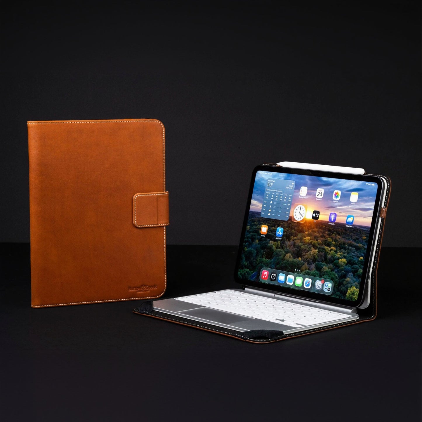 Burton Goods LLC iPad Case Aged Amber Limited Edition: Magic Keyboard Leather Case M5/M4 iPad Pro 11"
