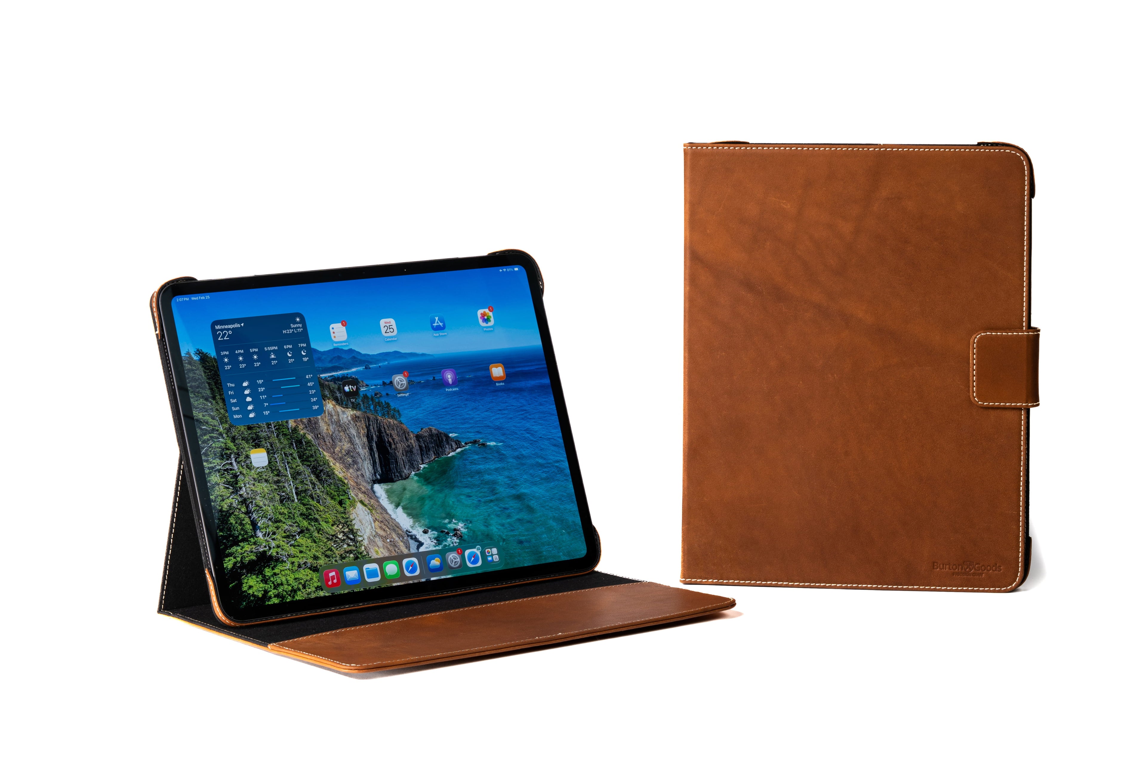 Burton Goods LLC iPad Case Light Mahogany Limited Edition: Magnetic Leather Case M5 / M4 iPad Pro 13"