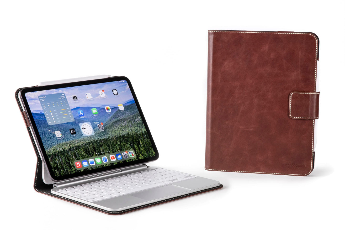 Burton Goods LLC iPad Case Mahogany Magic Keyboard Leather Case For M5 / M4 iPad Pro 11