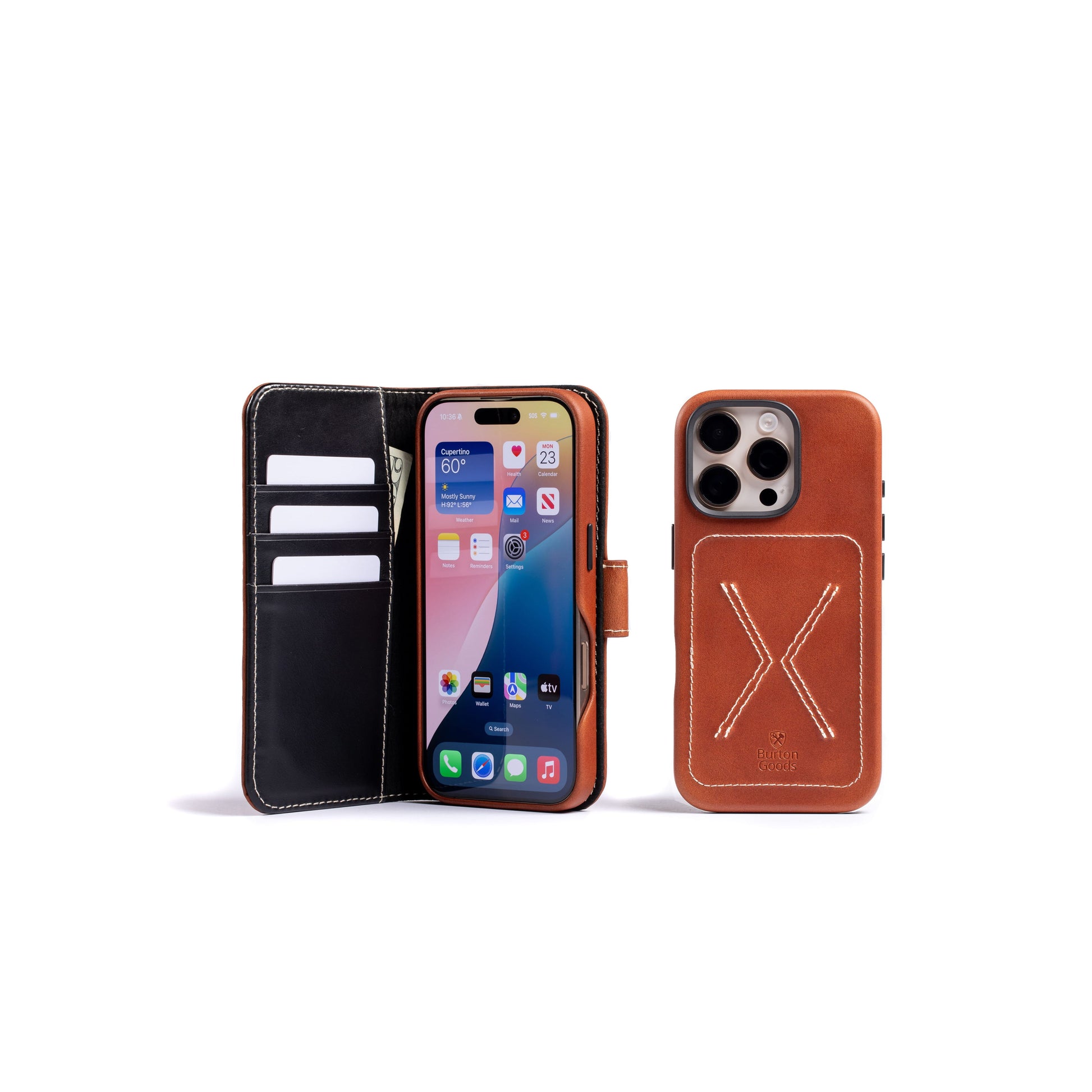 Burton Goods LLC® iPhone Case Deep Amber / Mahogany Luxury Modern Pocket Book For iPhone 16 Pro