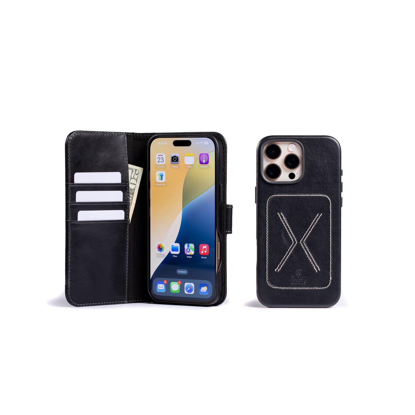 Burton Goods LLC® iPhone Case Onyx Black / Mahogany Luxury Modern Pocket Book For iPhone 16 Pro Max