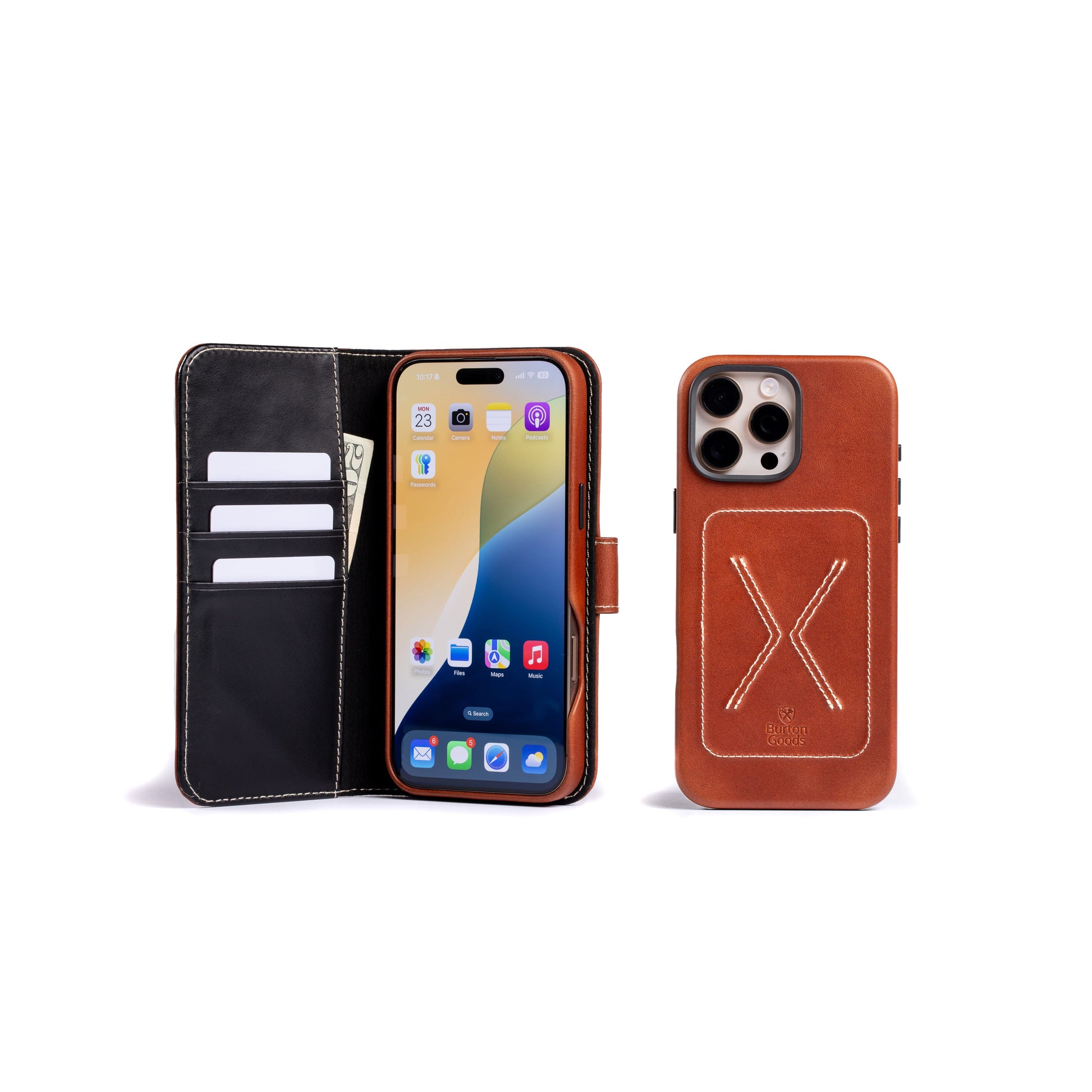 Burton Goods LLC® iPhone Case Deep Amber / Mahogany Luxury Modern Pocket Book For iPhone 16 Pro Max