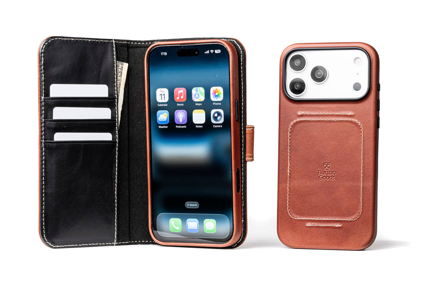 Burton Goods LLC® iPhone Case Deep Amber / Mahogany Luxury Pocket Book For iPhone 17 Pro Max