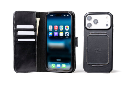 Burton Goods LLC® iPhone Case Onyx Black / Mahogany Luxury Pocket Book For iPhone 17 Pro Max