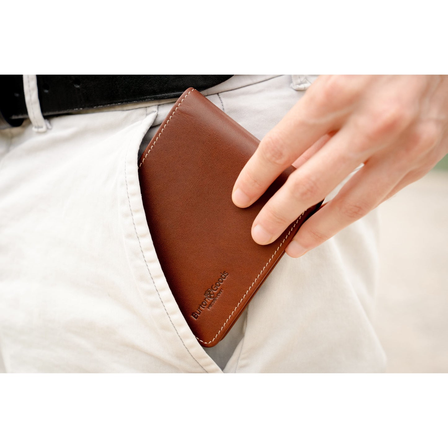 Burton Goods LLC® Light Mahogany Classic Slim Bi-Fold Leather Wallet