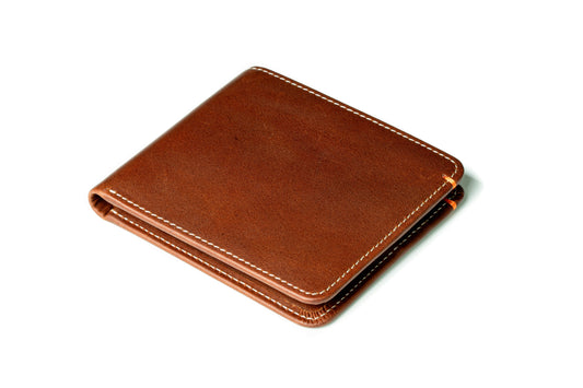 Burton Goods LLC® Light Mahogany Classic Slim Bi-Fold Leather Wallet