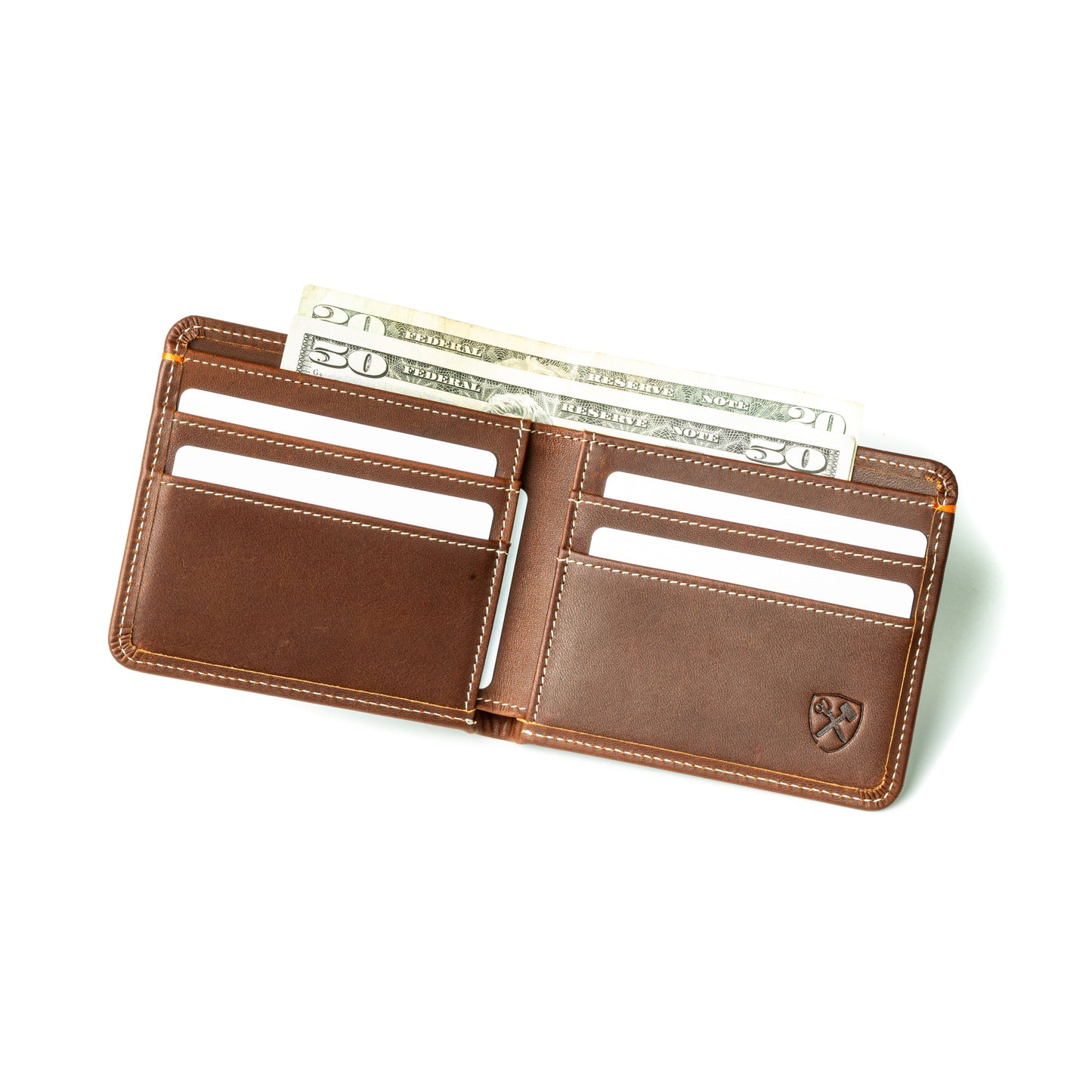 Burton Goods LLC® Light Mahogany Classic Slim Bi-Fold Leather Wallet