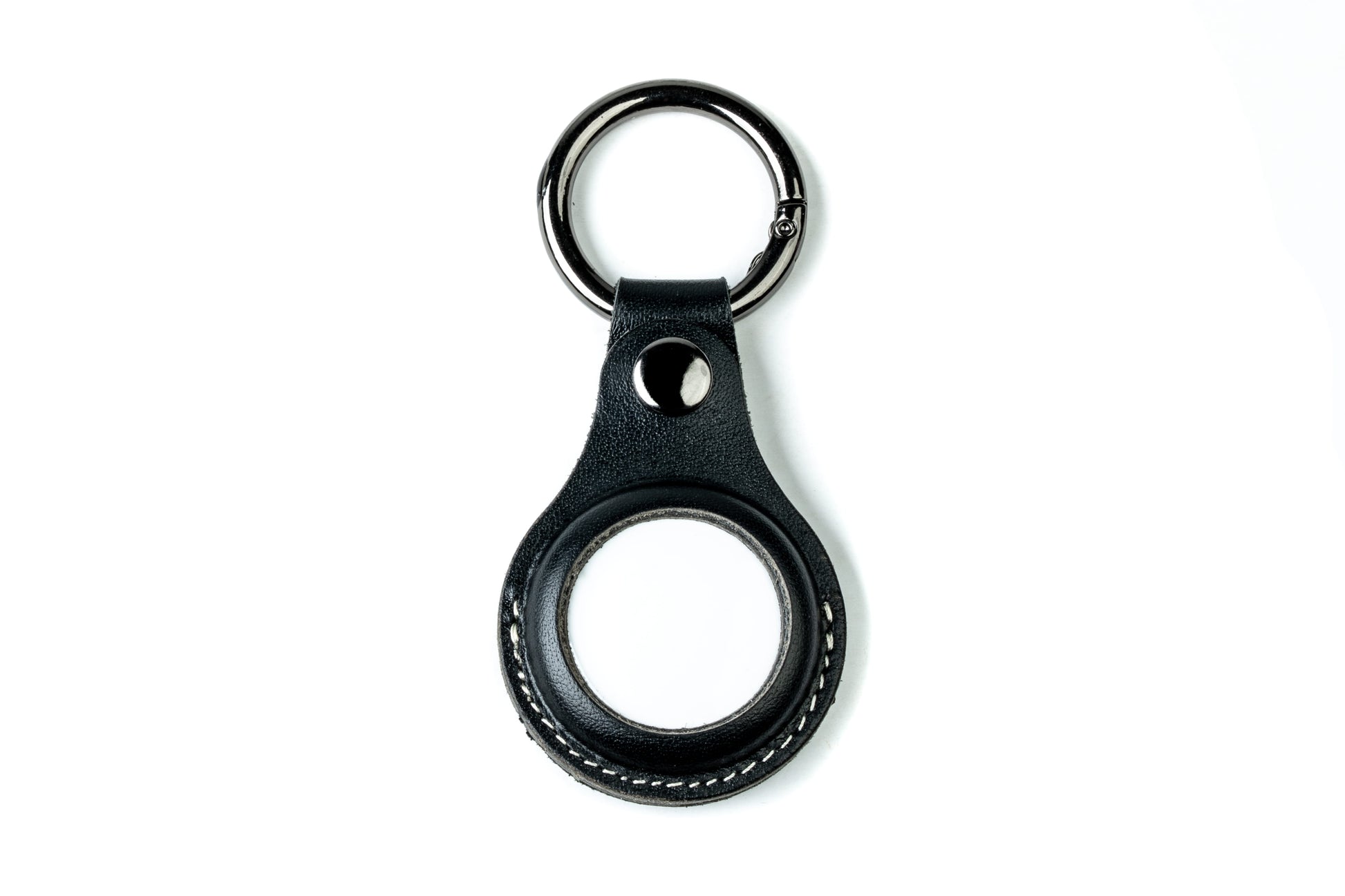 Burton Goods LLC® Onyx Black / Single Leather Airtag Keychain