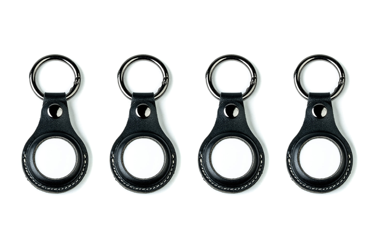 Burton Goods LLC® Onyx Black / 4-Pack Leather Airtag Keychain