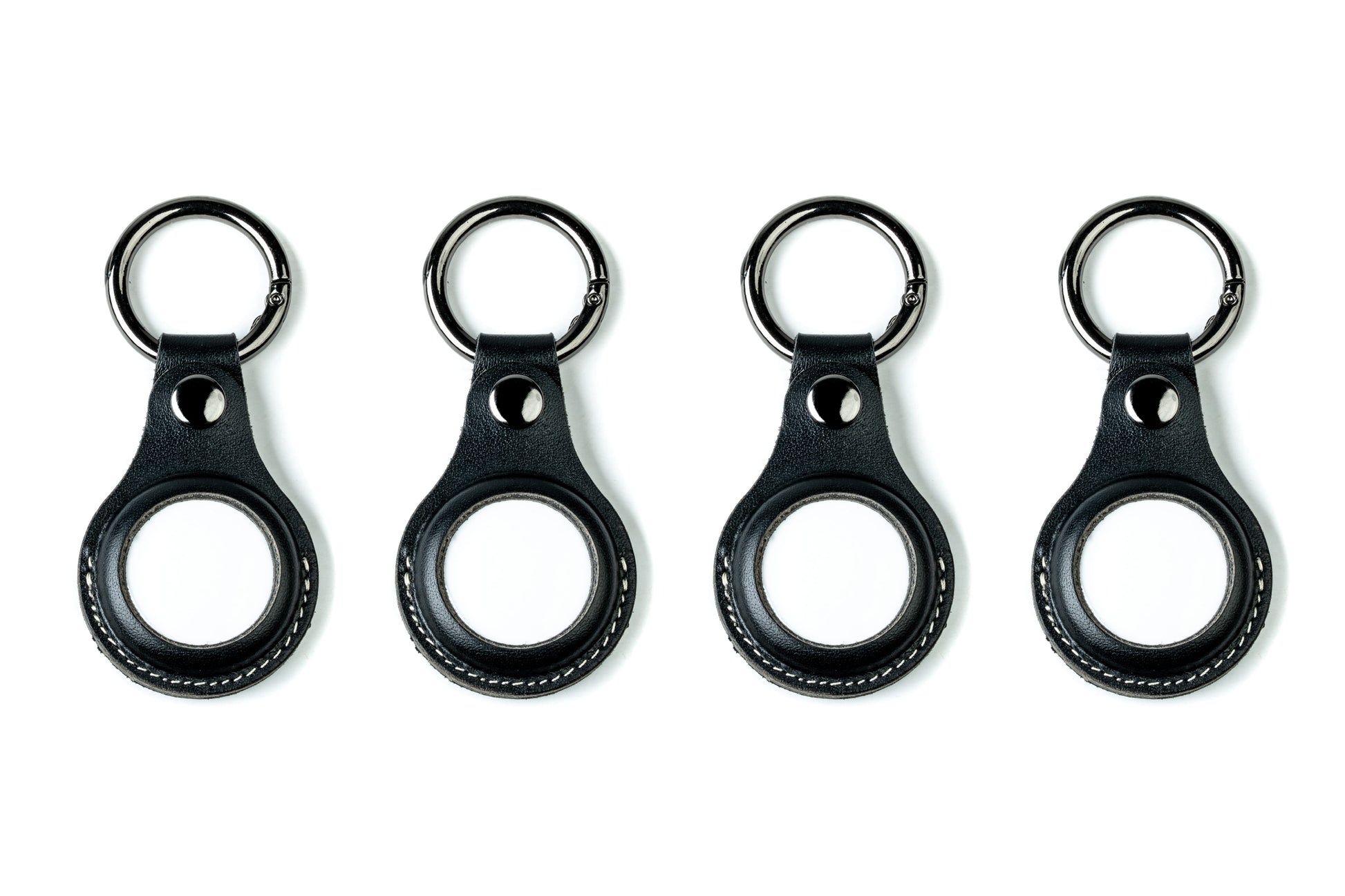 Burton Goods LLC® Onyx Black / 4-Pack Leather Airtag Keychain