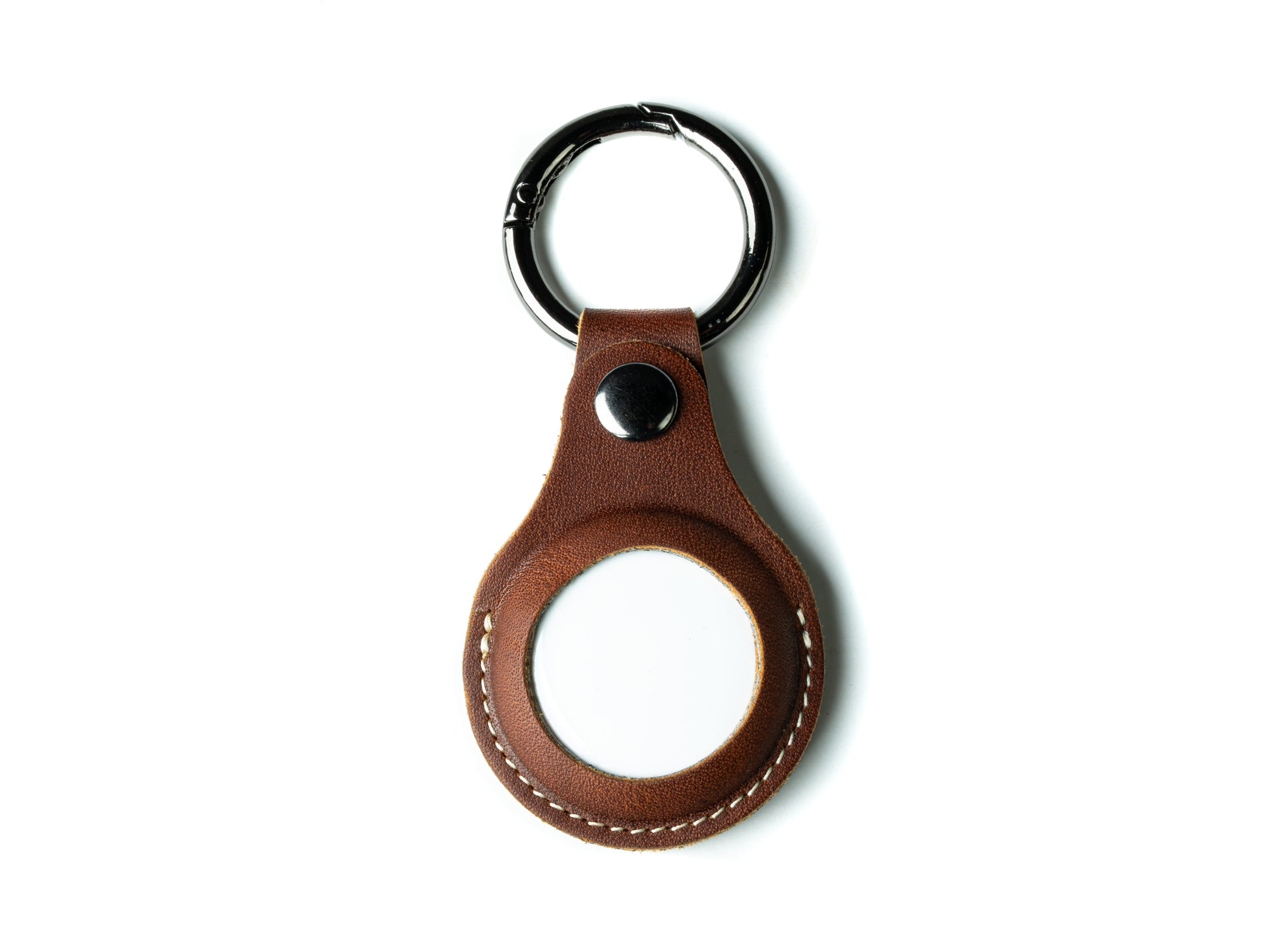 Burton Goods LLC® Light Mahogany / Single Leather Airtag Keychain