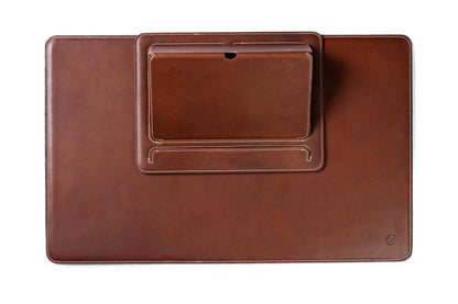 Burton Goods LLC® Leather Accessories Light Mahogany Leather And Woolen Desk Pad