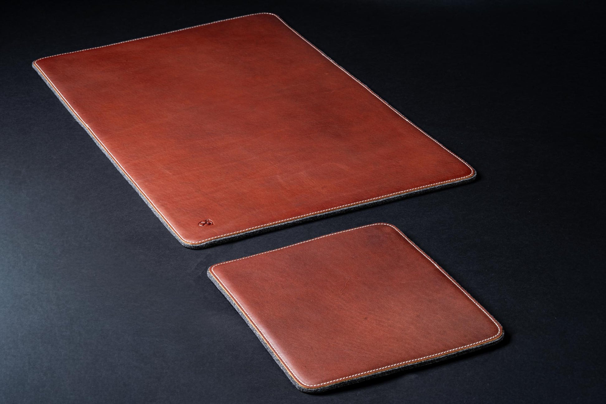 Burton Goods LLC® Leather Accessories Light Mahogany Leather And Woolen Desk Pad