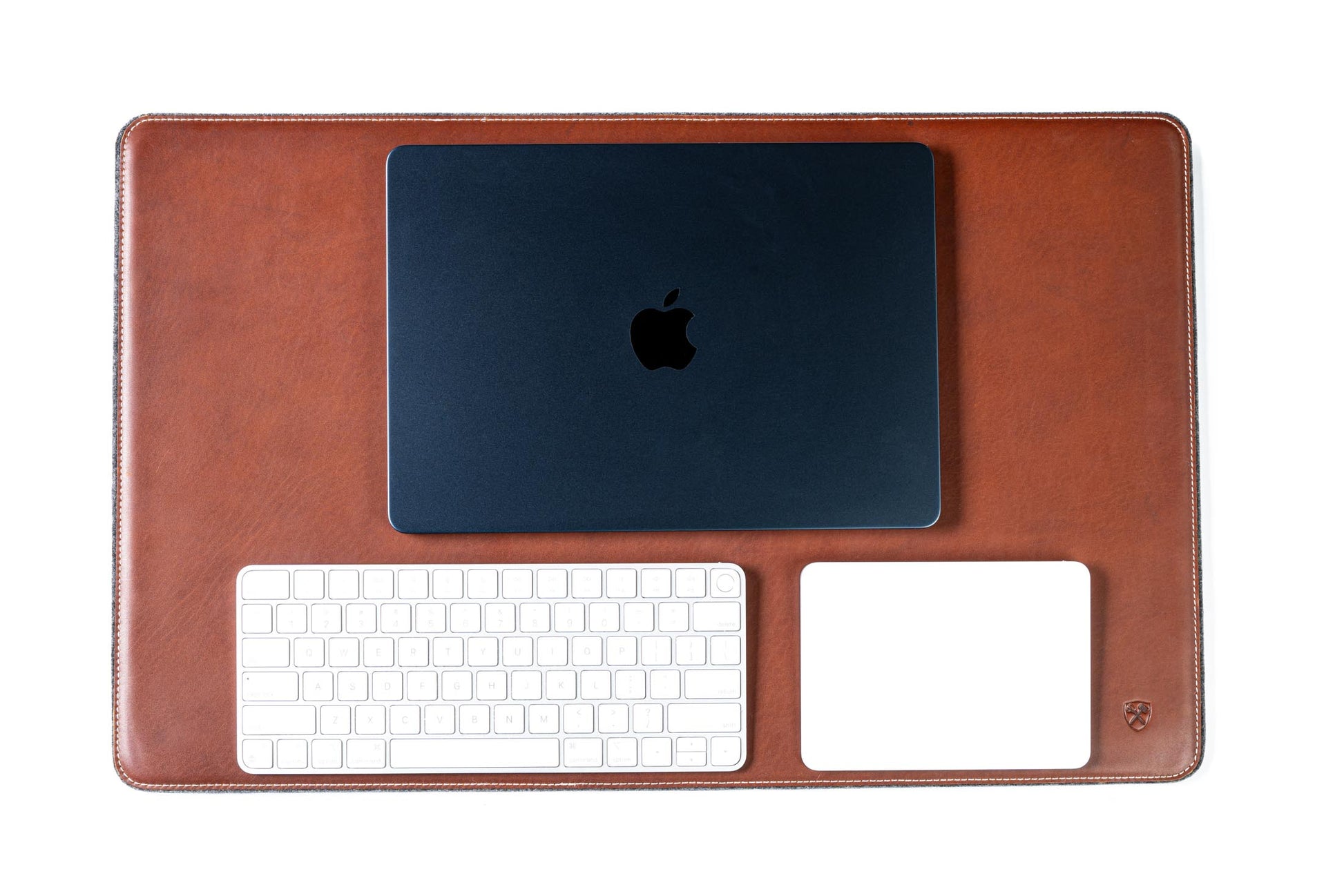 Burton Goods LLC® Leather Accessories Light Mahogany Leather And Woolen Desk Pad