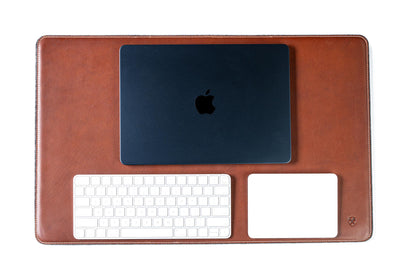 Burton Goods LLC® Leather Accessories Light Mahogany Leather And Woolen Desk Pad