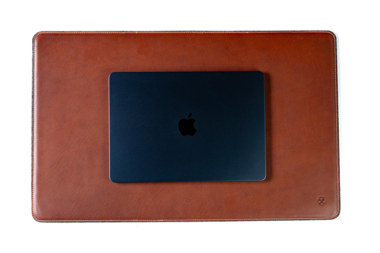 Burton Goods LLC® Leather Accessories Light Mahogany Leather And Woolen Desk Pad